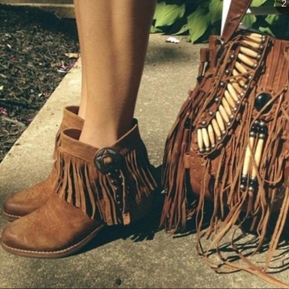 Sam Edelman Brown Fringe Ankle Boots